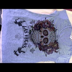 Las Vegas Vneck T-shirt with rhinestones